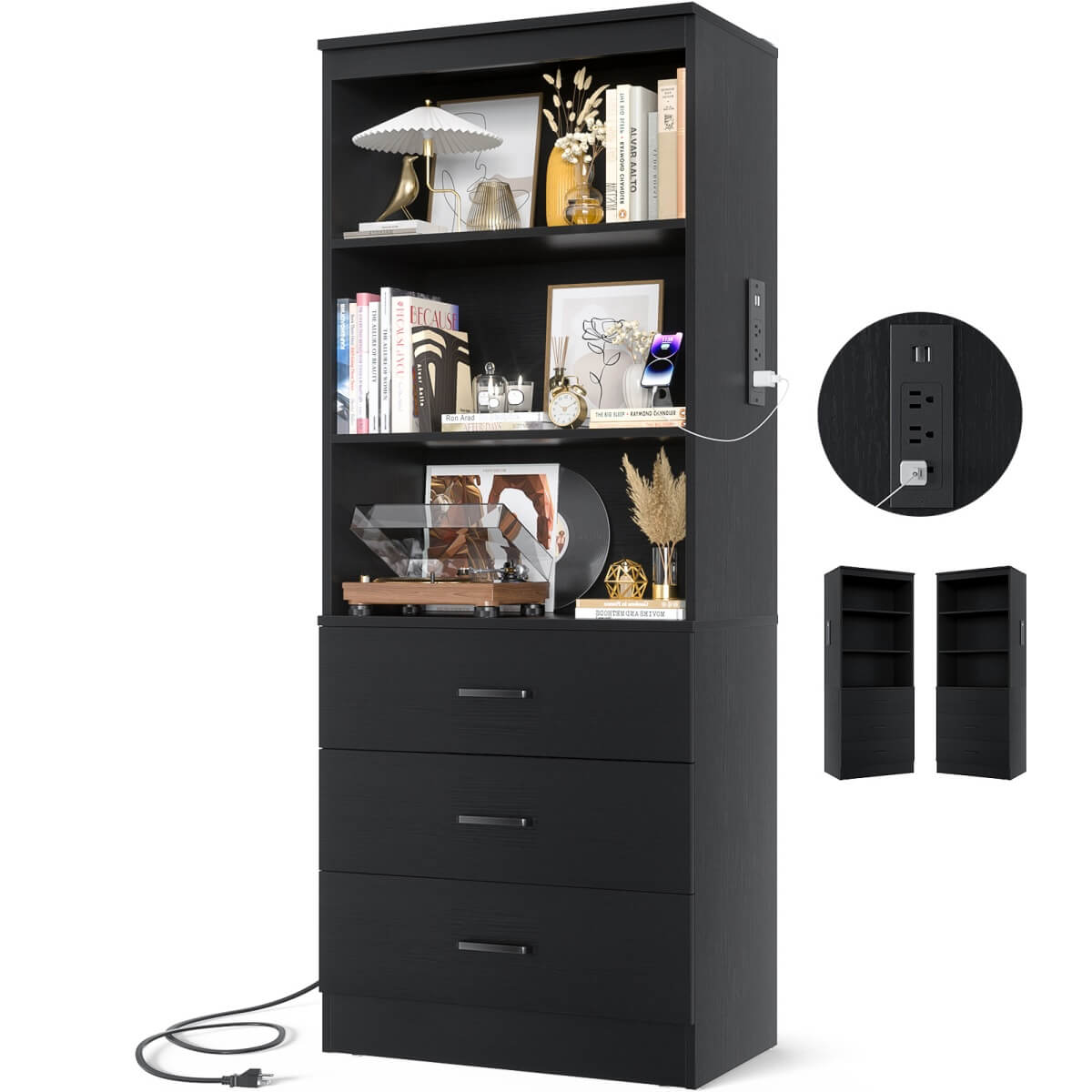 Three drawer bookshelf